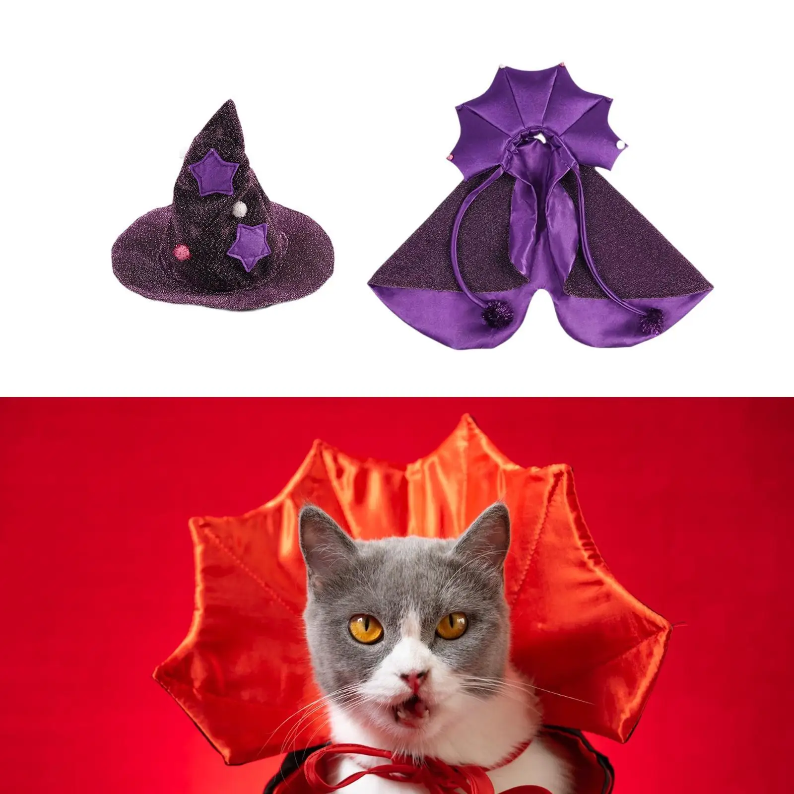 Pet Halloween Costume Cosplay Clothes Cute Wizard Outfit Party Costume Pet Cape for Photo Props Festival Carnival Party Supplies