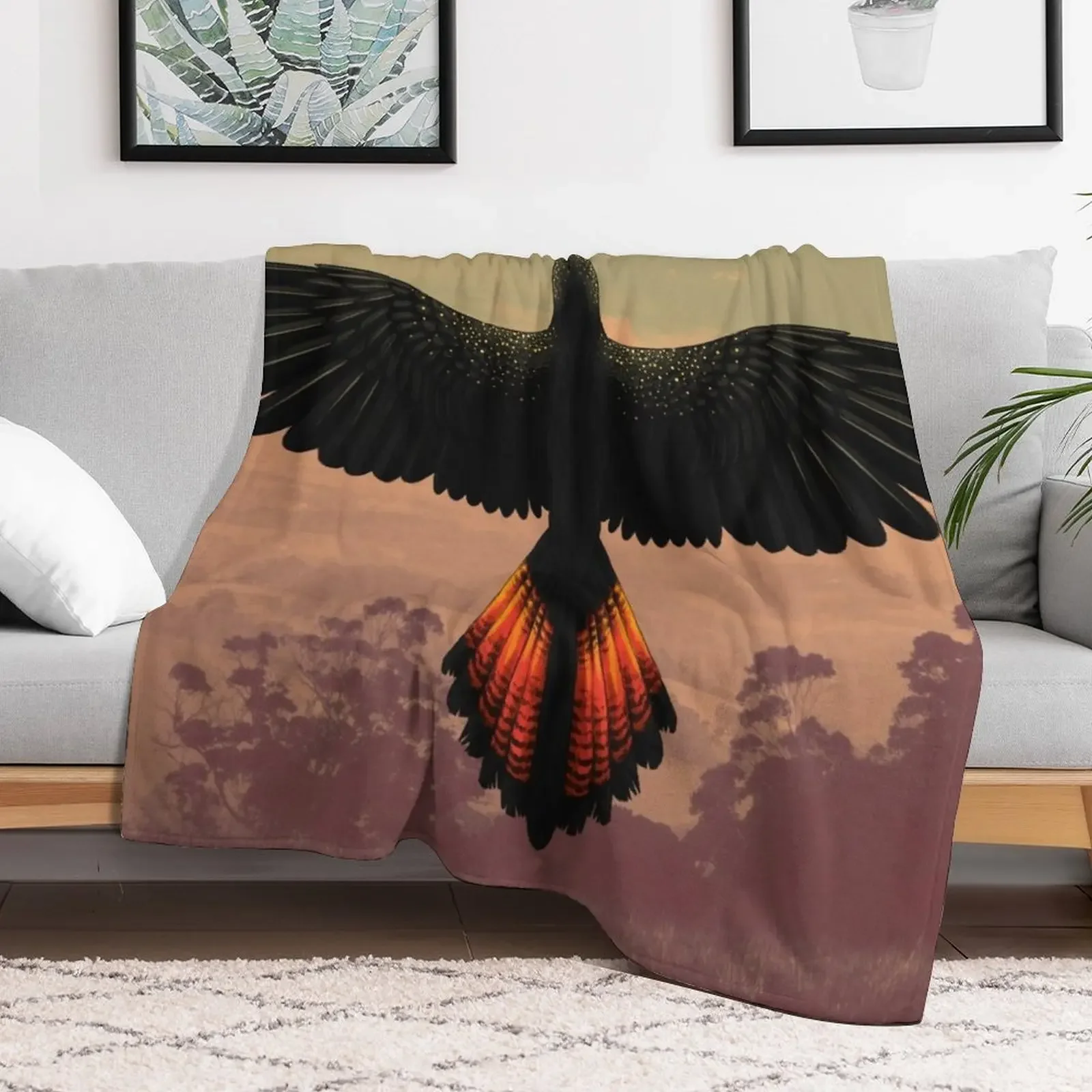 Red-Tailed Black Cockatoo - Australian Bird Throw Blanket Soft Warm Blanket Gift for Grandparents
