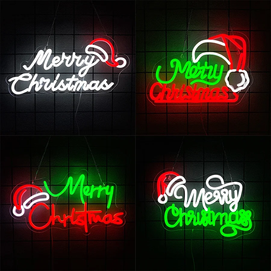 

Luminous Christmas Hat Icon, Merry Christmas Led Neon Sign, Bedroom, Bar, Party, Acrylic Holiday Lamp Brand Shop Window Decor.