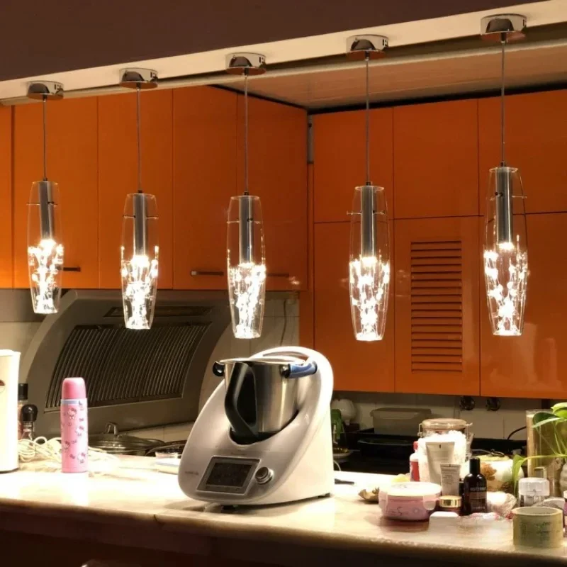 Modern Minimalist Led Restaurant Light 3 Dining Room Crystal Chandelier Glass Single Head Creative Decorative Chandelier