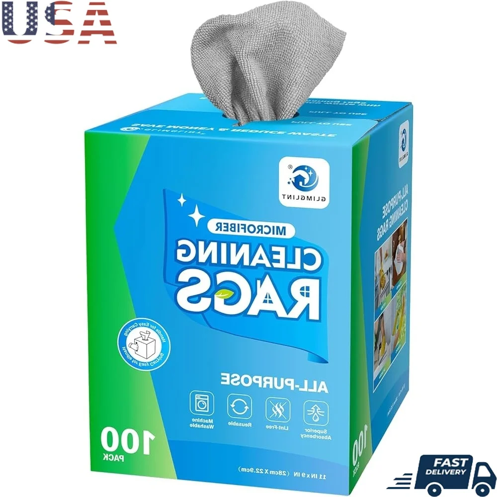 

Салфетки из микрофибры, 100 шт., ультравпитывающие безворсовые многоразовые тряпки для дома, кухни, автомобиля, гаража, чистка