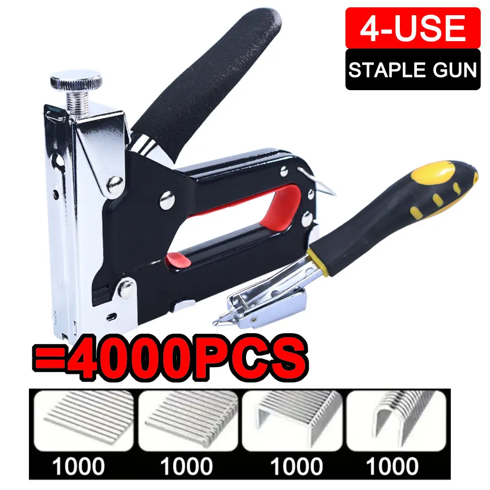 4 In 1 Staple Guns/Home Use Heavy Duty With Staples And Remover Tool Used For Fixing Cable/Fabric/DIY Upholstery Staple Gun-L