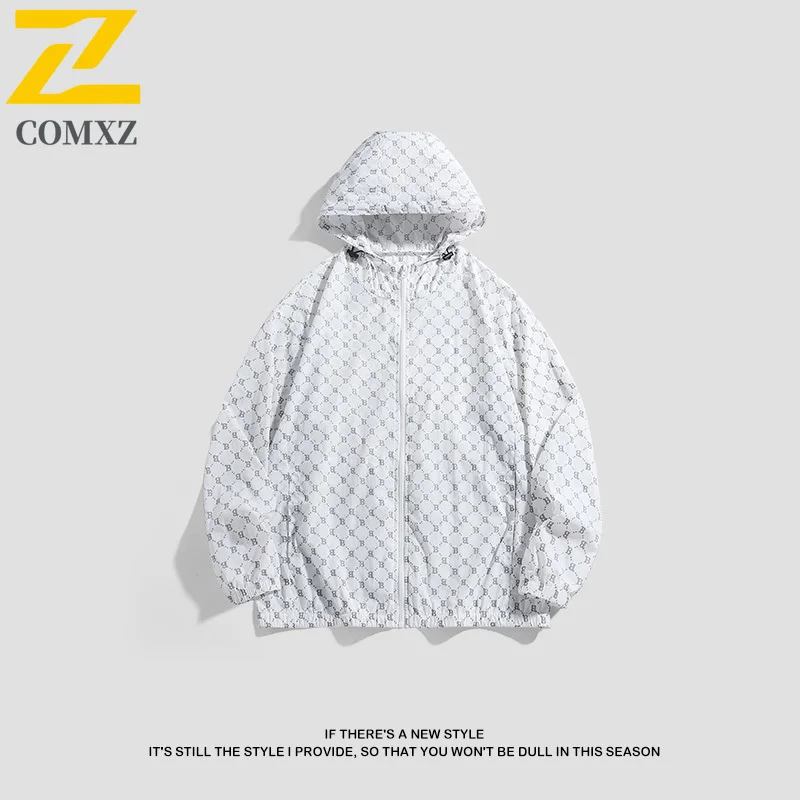 سترة حماية من الأشعة فوق البنفسجية بطباعة جرافيك للزوجين بعامل حماية من الأشعة فوق البنفسجية 50+ سترة واقية ليلية من الحرير الجليدي مع تصميم تفاعلي لملابس الشارع الخارجية #4