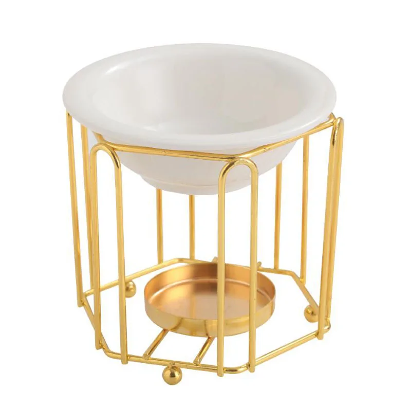 Creative Hollow Geometry Metal Rack Aromatherapy Burner Essential Oil Burner Candle Holder Oil Lamp Household Fragrance Decor