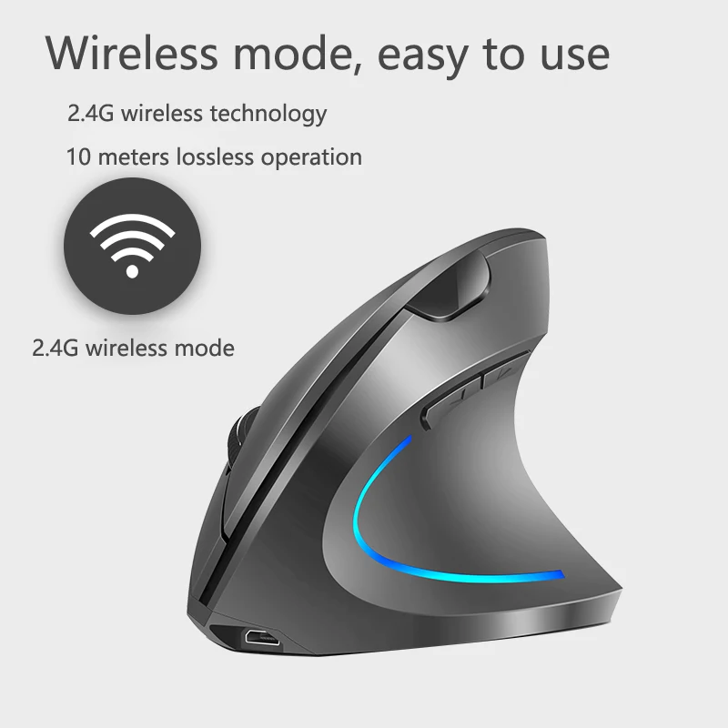 

Vertical Mouse Gamer Wireless Ergonomic Mouse Rechargeable 2.4G Gaming Mouse Vertical Right Hand 2400 DPI USB For PC Computer