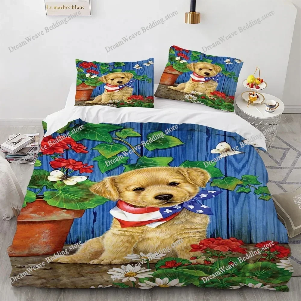 3D Bedding Set Cat Dog Print Comforter Duvet Cover Lifelike Bedclothes with Pillowcase Bed Set Home Decor Kids Gift592