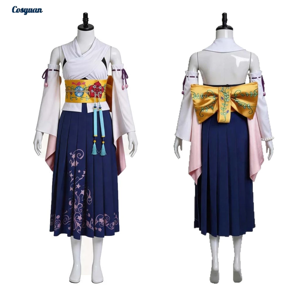 

Anime Game Final Cosplay Fantasy Yuna Kimono Cloth Women Party Disguise Roleplay Female Halloween Costume Carnival Outfits Suits