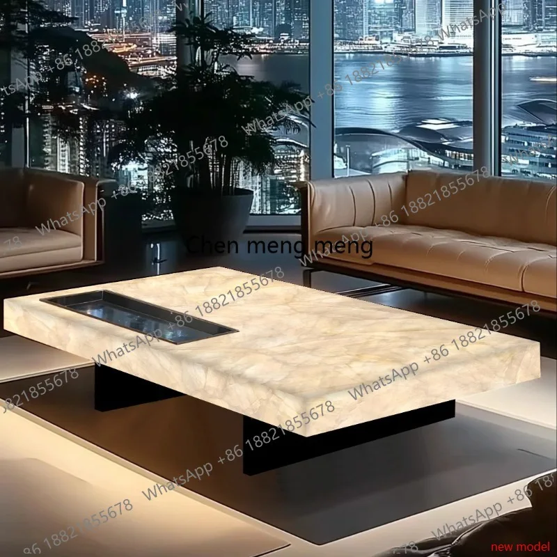 

Rectangle living room coffee table, villa marble, high-end light luxury minimalist mansion homeh178