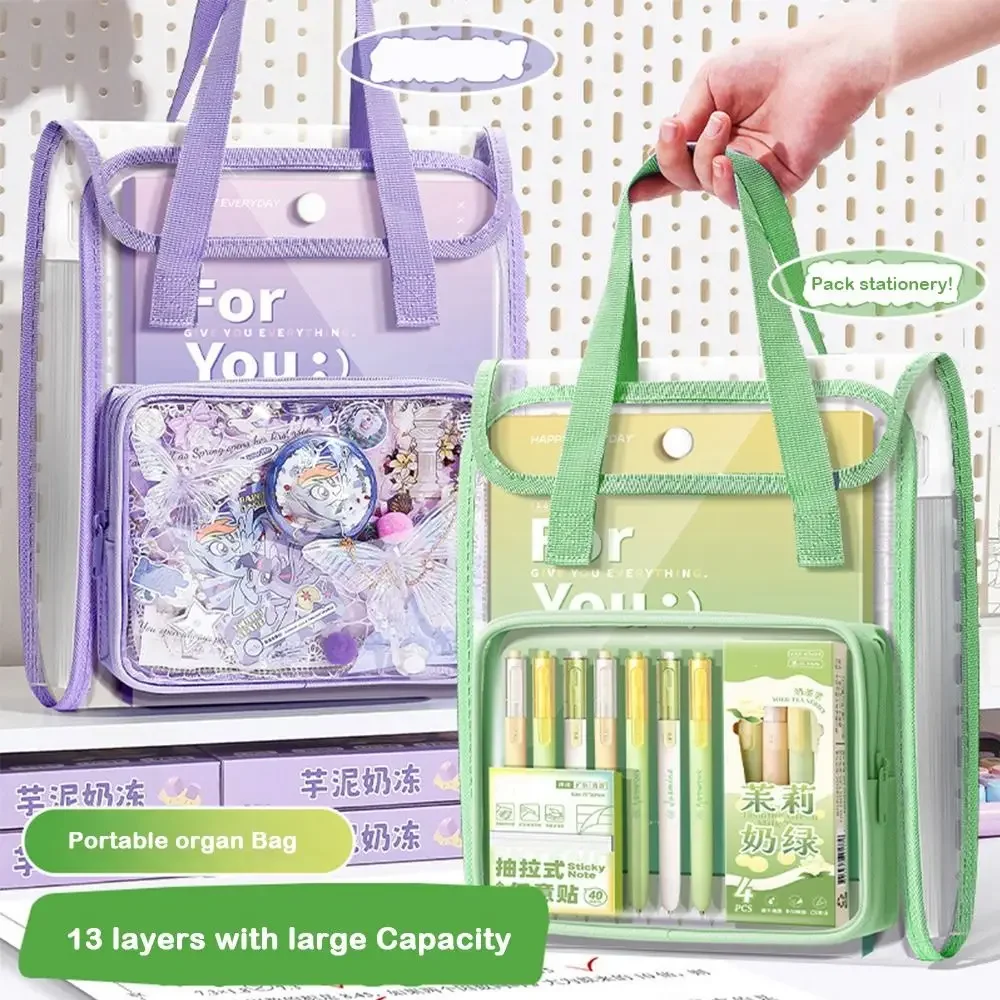 Cartella portadocumenti portatile A4 13 tasche Portadocumenti per organo portatile Borsa per carta di prova multistrato di grande capacità Conservazione dei soggetti