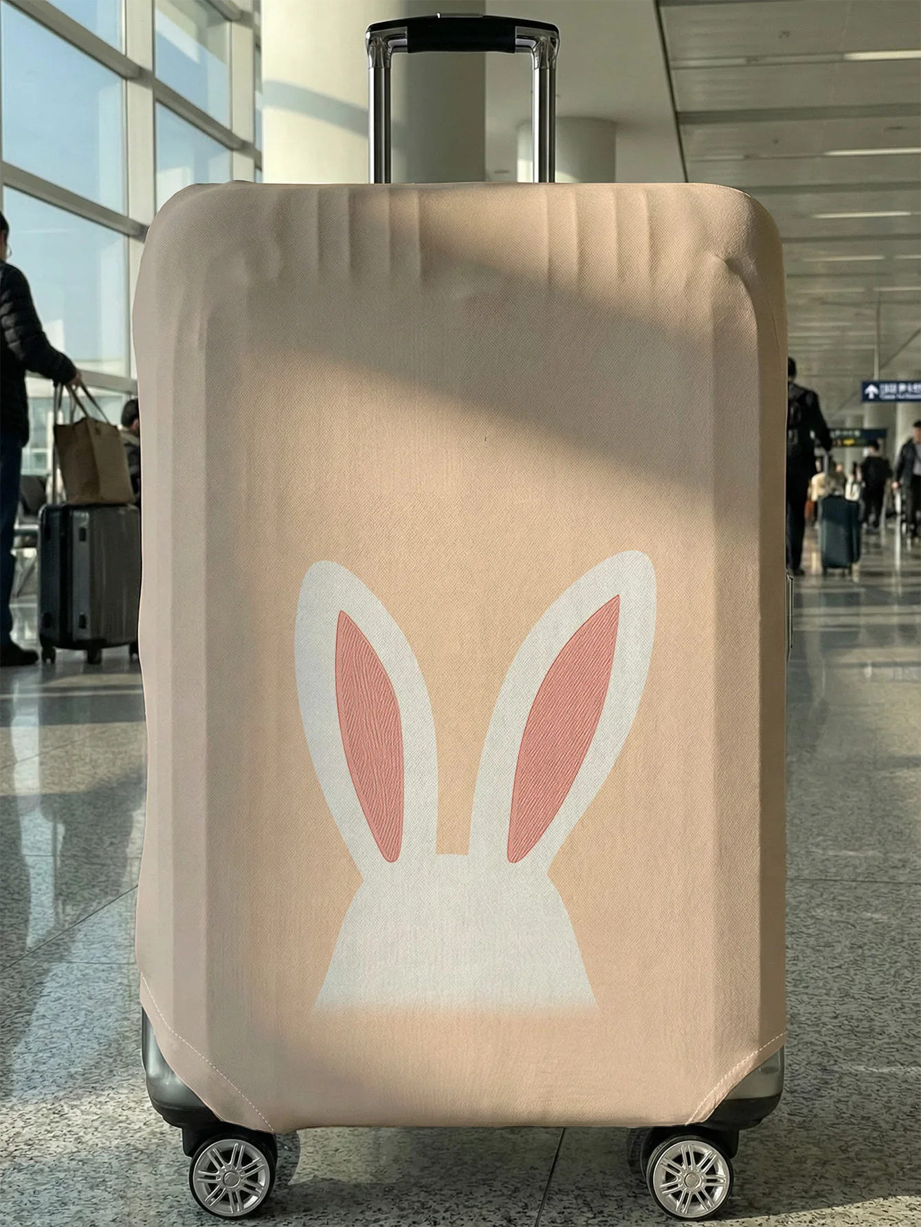 

Milk Coffee Rabbit Ear Silhouette Print Luggage Cover, Suitable for 18-32 Inch Luggage Cover, Luggage Handle Glove, Travel Acces