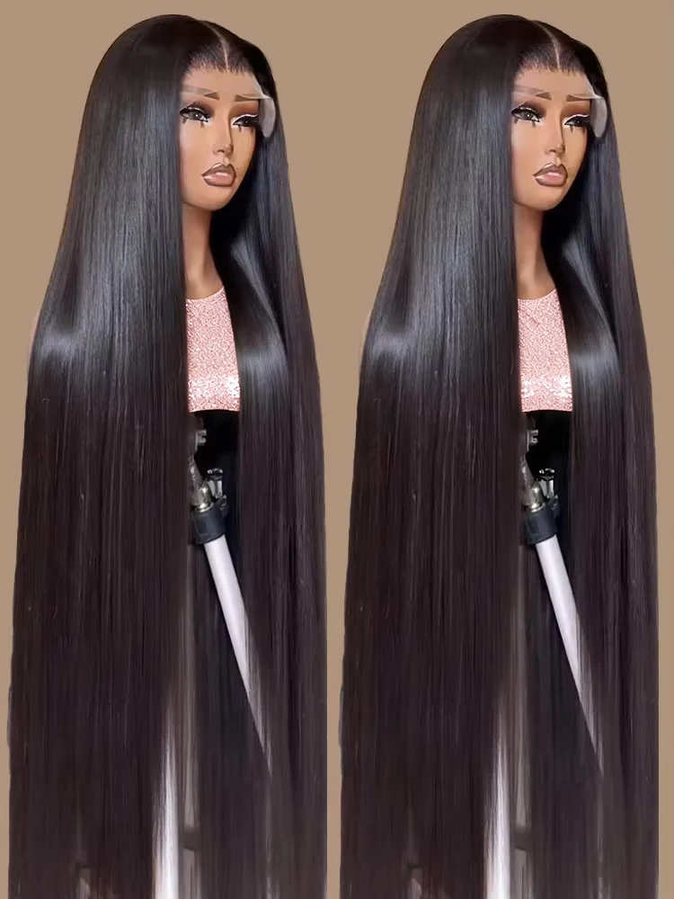 

40-дюймовые прямые парики из натуральных волос с HD-кружевной передней частью 13x6 и 13x4, бразильские парики из натуральных волос с HD-кружевной передней частью для женщин, плотность 250%