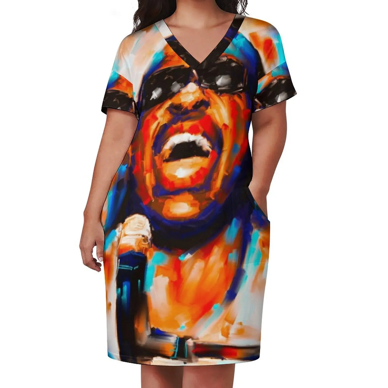 Stevie Wonder portrait Loose Pocket Dress Dresses gala summer clothes for women