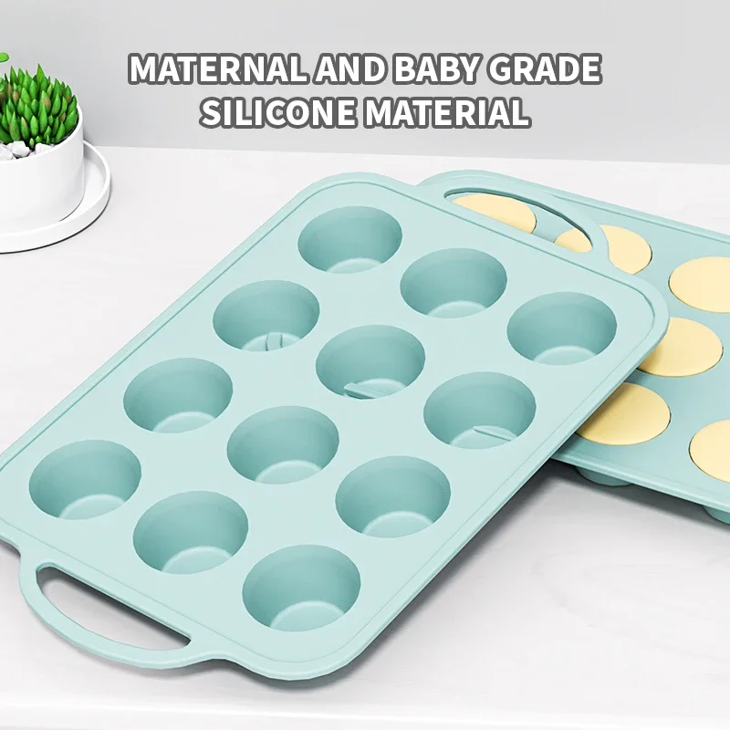 

Silicone Muffin Pan with Metal Reinforced Frame Cupcake Pan Mold 12 Cups Muffin Tray Easy to Handle Nonstick BPA Free Baking Pan