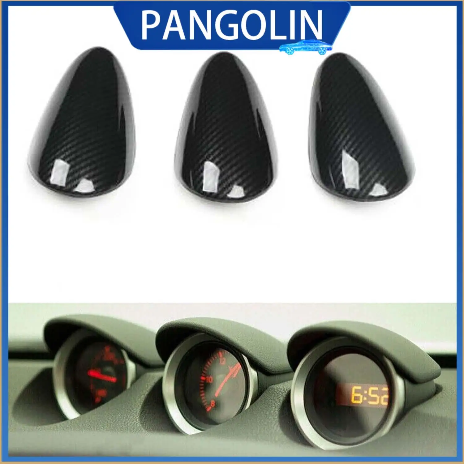 

PANGOLIN 3Pcs 3D Stereo Center Vent Trim Carbon Fiber Anti Scratch Upgrade Decorative Cover for Nissan 370Z 2009 2020 Model