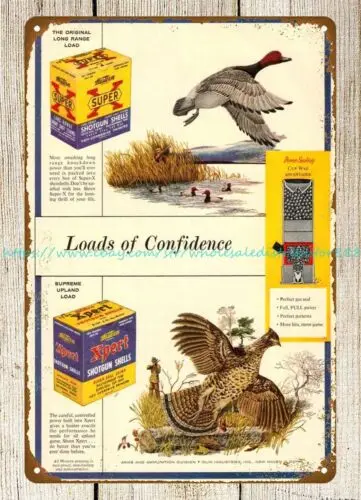 1954 Western Super X Shotgun Shells Grouse & Duck Hunting metal tin sign