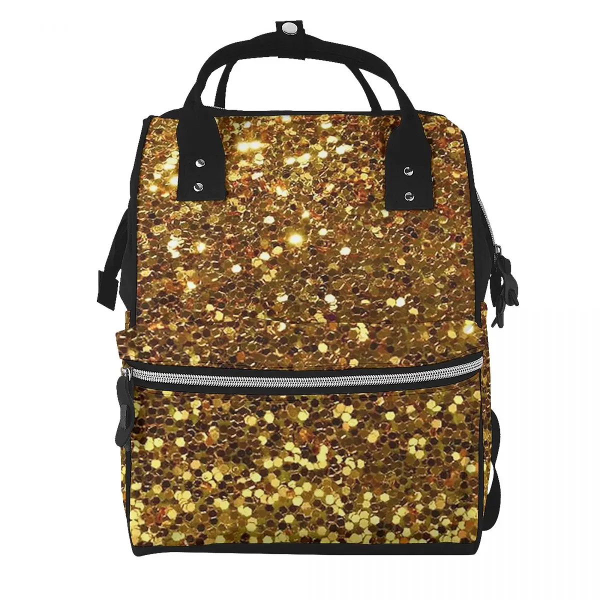 Gold Glitter Student Backpack School Bag Hiking Travel Daypack for Men Women Bookbag Shoulder Bags