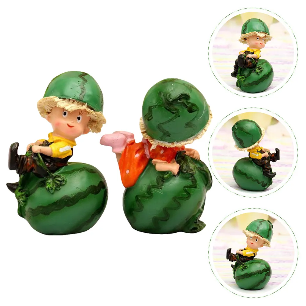 

2Pcs Resin Craft Ornament Stylish Desktop Decor Smooth Surface Easy Clean Living Room Bedroom Car Resin Cartoon Statue