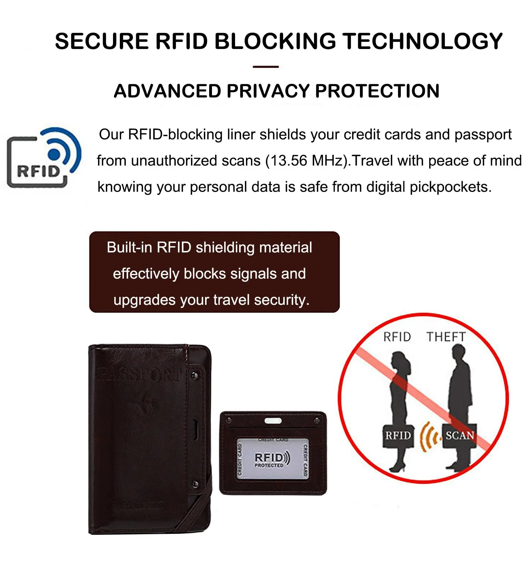 Herren Damen Leder Reisepasshülle RFID-Blockierung Reisebrieftasche Reisepassetui mit Stifthalter Dual-SIM-Kartenfächer – Detail 7