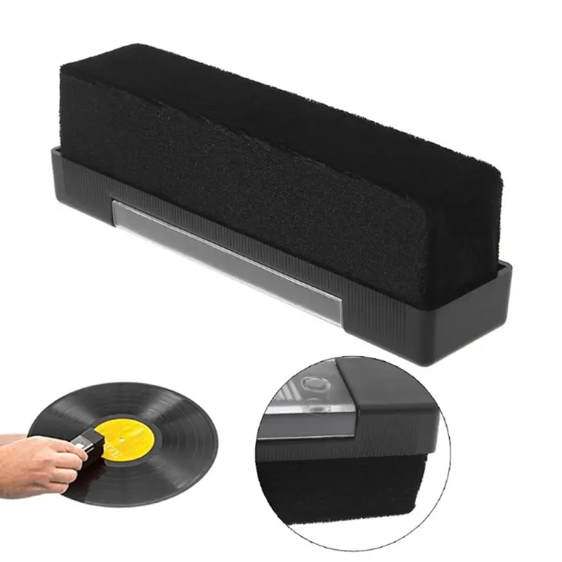 1 Set Carbon Fiber Velvet Anti Static Clean Brush Cleaner Remover for Phonograph Turntable LP Vinyl Records Cleaning Kit