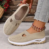 Women's casual sports shoes, solid color breathable sports soft-soled lightweight walking shoes, low-top knitted casual shoes - Image 6