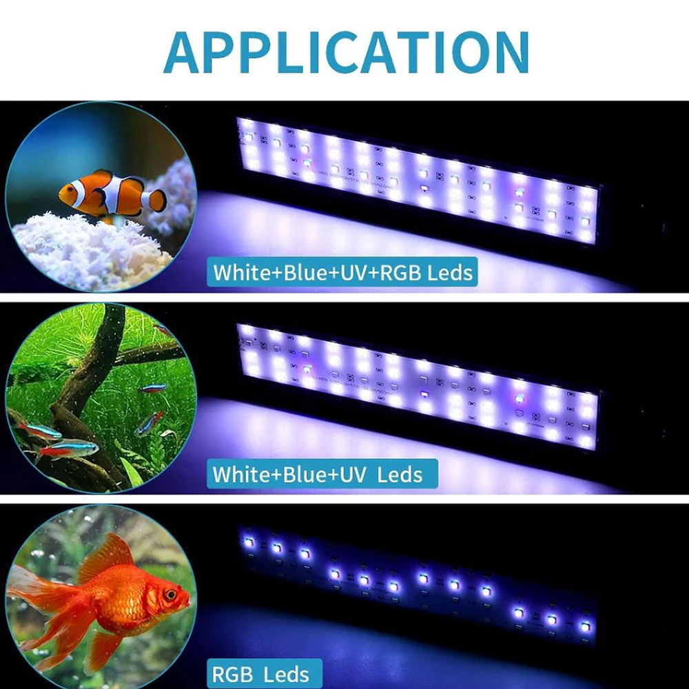 LED Aquarium Light 10 Inch To 46 Inch Multi Color LED Fish Tank Light, 3 Color Modes,3 Time Settings,Adjustable Brightenss