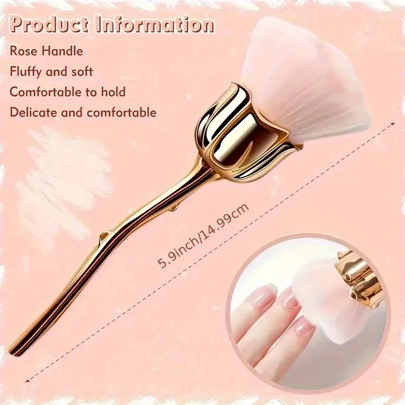 Juego de pinceles de oro rosa de 2 piezas |   Brocha de maquillaje en polvo y rubor de doble cabezal (negro/dorado) |   Cepillo facial grande y esponjoso para mejillas y ajuste