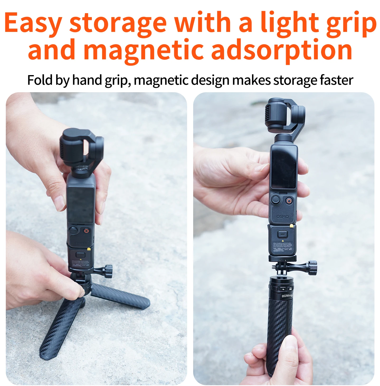 Für DJI Osmo Pocket 4 3 Action-Kamera Aluminium-Legierung Magnetisches Stativ 1-Sekunden-Schnellmontage Gimbal-Stabilisator Halterung Griff – Detail 5