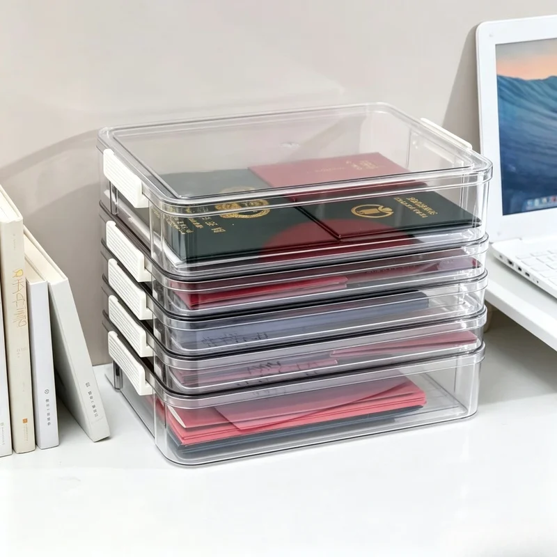 Transparent Acrylic Desktop A4 Paper Storage Box Dust‑proof Document Exam Paper Card Holder Organizer for Home School Office Use