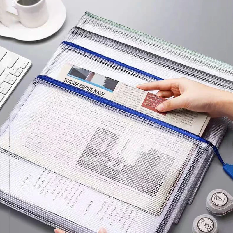 

30 шт., прозрачная сетчатая сумка на молнии, размер А4/А5, водонепроницаемые сумки на молнии, сумка для хранения головоломок, карманные папки, школьные и офисные принадлежности