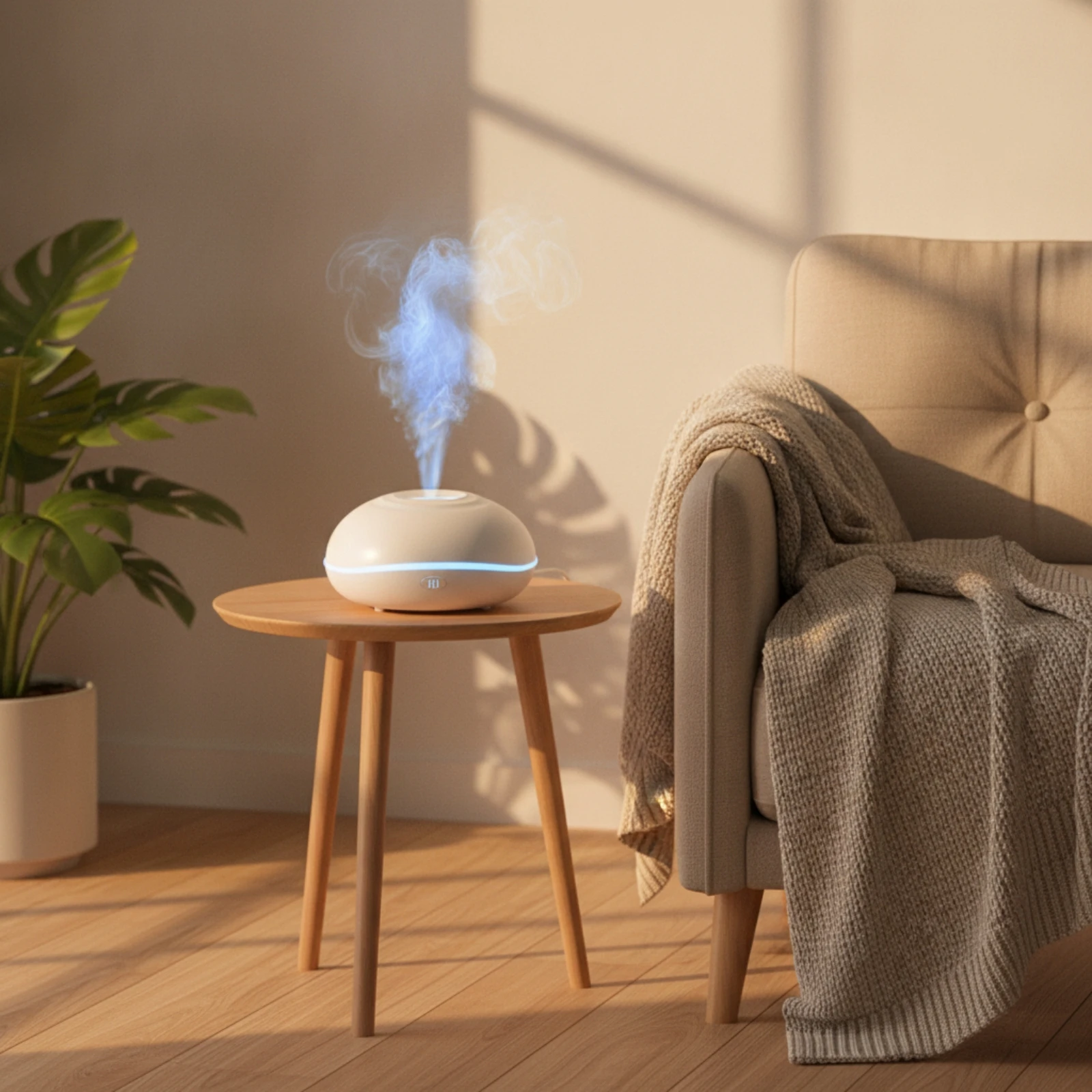 Flame Effect Humidifier Sleek Desktop Humidifier Flame Dispenser Compact Aroma Dispenser with Night Light Decorative