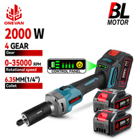 ONEVAN 2000W Brushless Electric Die Grinder Handheld Cordless 4 Speed Variable Adjust Rotary Power Tools For 21V 18V Battery