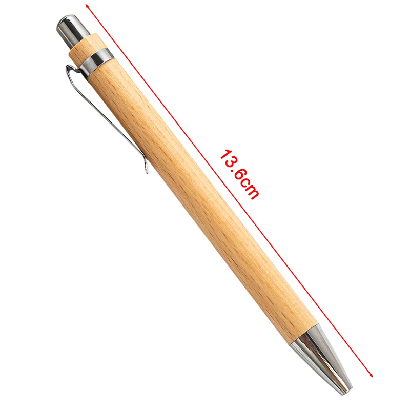 Penna a sfera in legno di bambù 1.0mm punta a proiettile blu inchiostro nero penna a sfera per firma aziendale cancelleria per ufficio scolastico