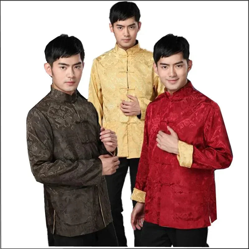 Tang Suit Traditional Chinese Clothing for Men Shirt Jacket  Double Wear Collar Cheongsam Top Retro News Year Clothes Kung Fu