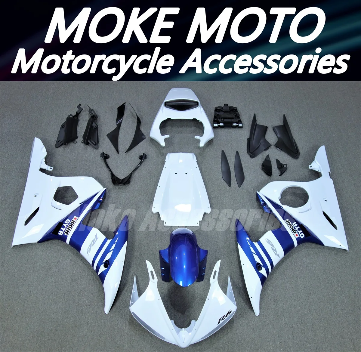 

Moke moto Motorcycle Fairings Kit Fit For Yzf R6 2003 2004 2005 Bodywork Set High Quality ABS Injection New Blue White