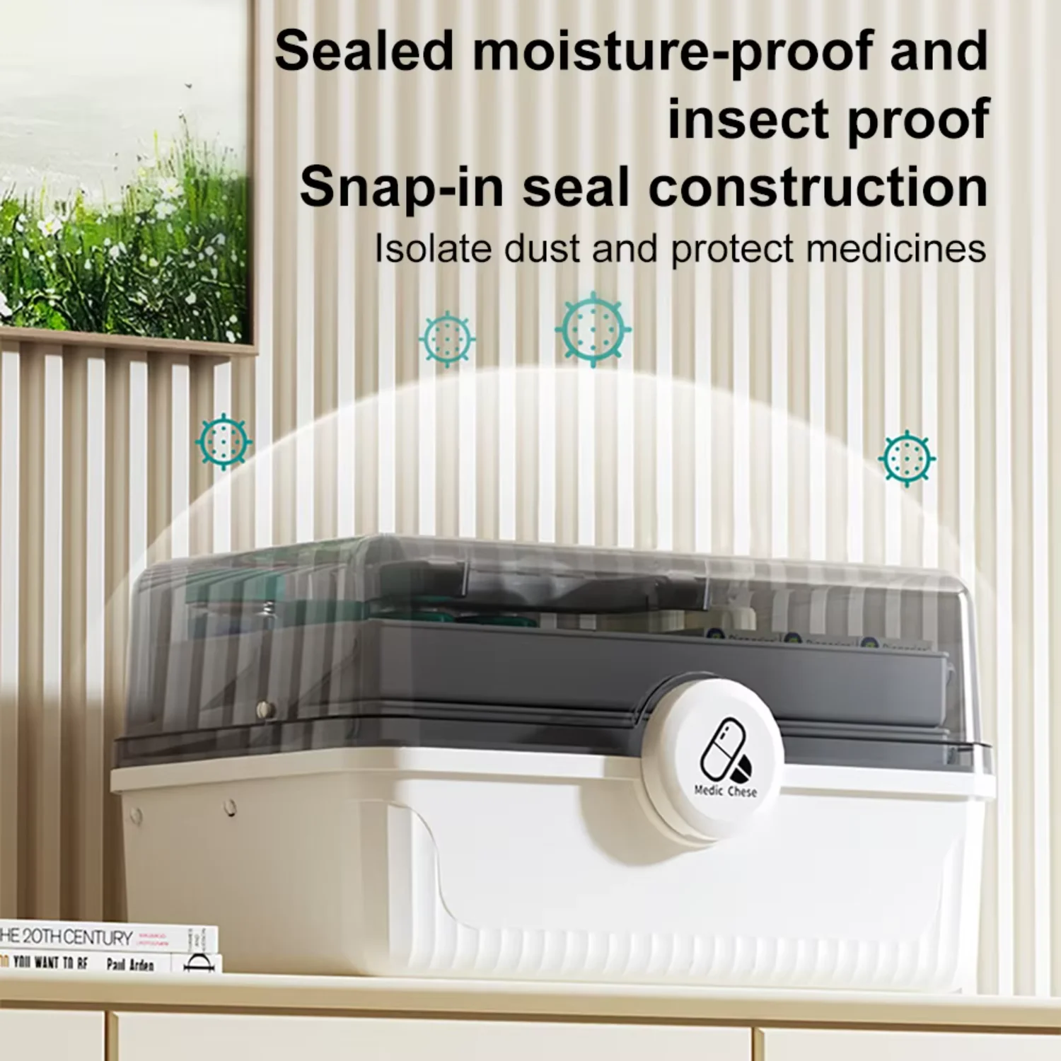 가정용 대용량 의약품 보관 상자, 다층 구획, 흰색, 파란색, 노란색, 1PC