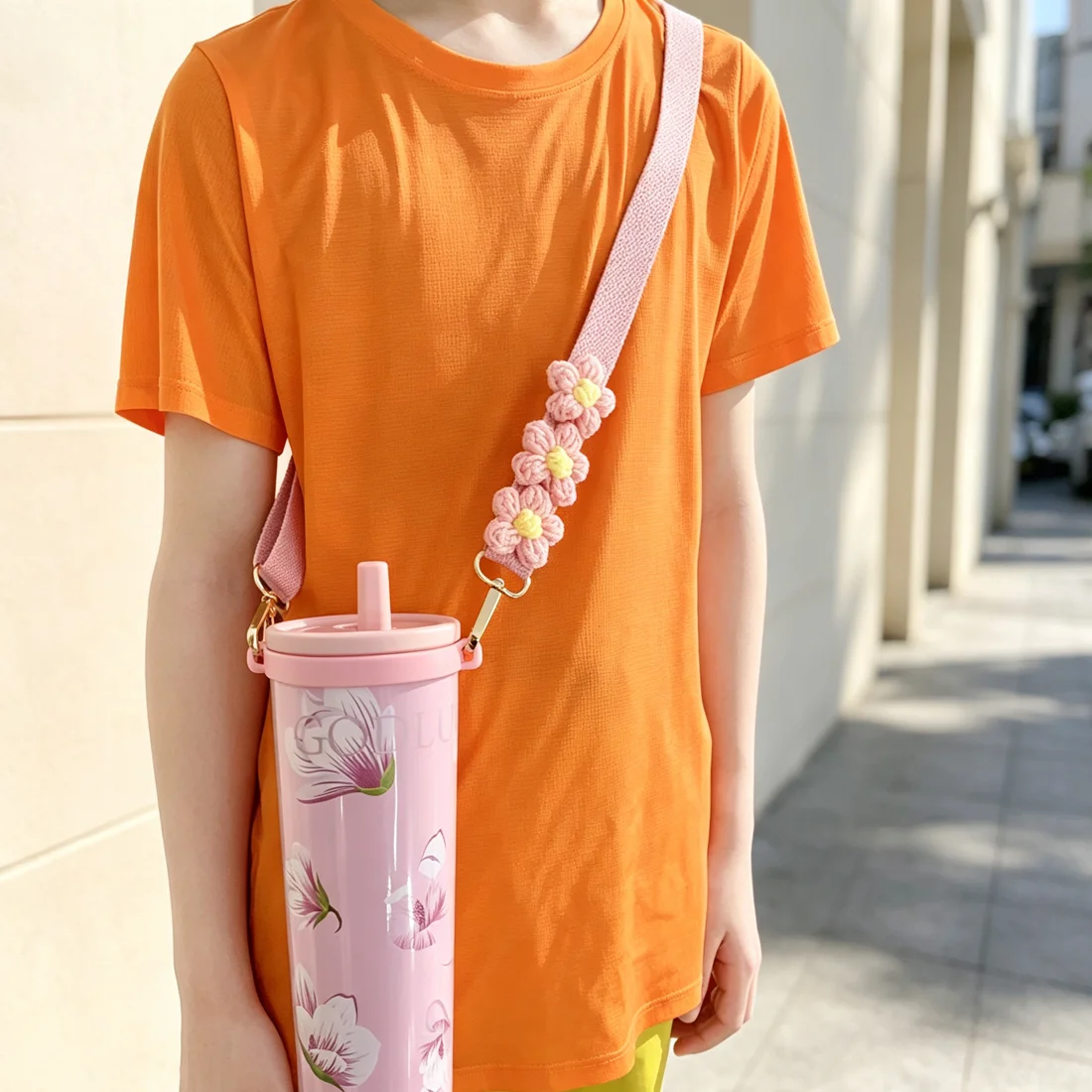 Water Bottle Handle Strap Ajustable Crossbody Length Shoulder Lanyard for Stanley 18-40 Oz Tumbler Cup Premium Braided, Comfort