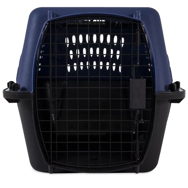 

Pet Kennel Top Load 2-Door 24" Plastic Travel Pet Carrier for Pets up to 20 lbs, Blue