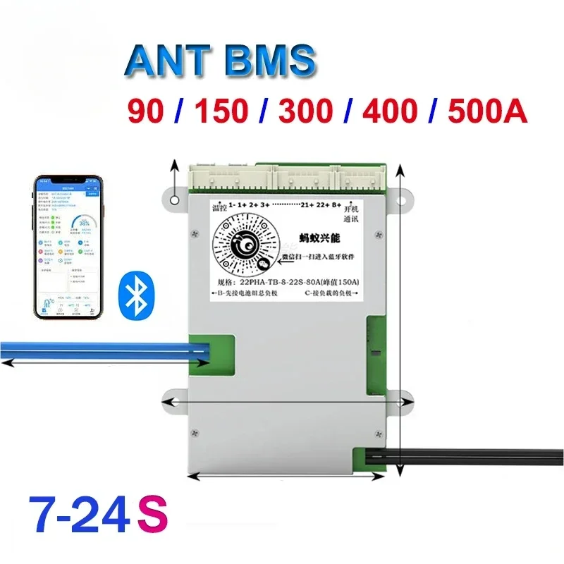 

Ant BMS Smart Balance Bluetooth board LiFePo4 Li-Ion LTO Battery Protection Board 18650 3S 43S 7S 8S 14S 16S 24S 200A 500A 300A