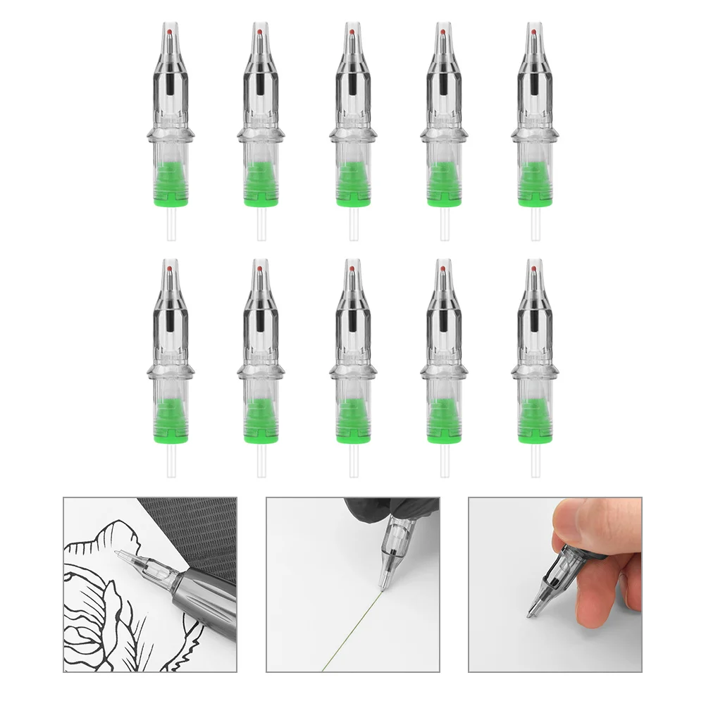 10 Pcs Ballpoint Pen Eyebrow Green Plastic Liners