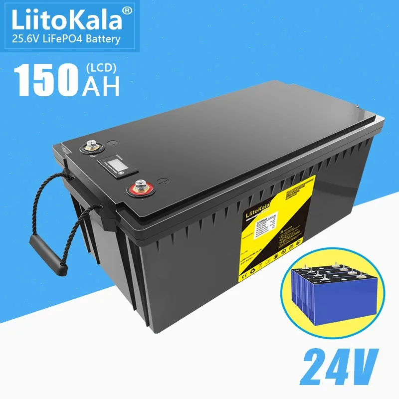 LiitoKala 24V 120Ah 150Ah 100Ah 200Ah Lifepo4 Battery for 8S 25.6V 60Ah 80Ah RV Campers Golf Cart Off-Road Off-grid Solar Wind