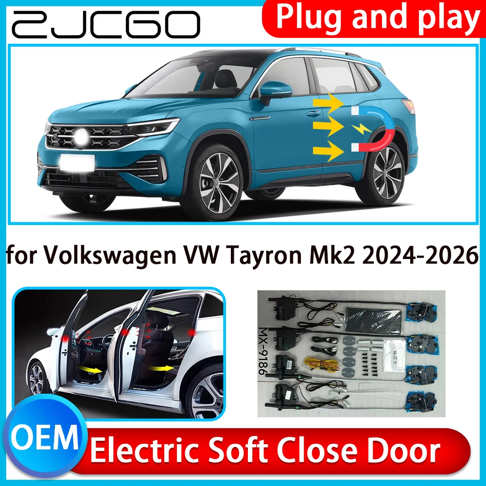 

ZJCGO for Volkswagen VW Tayron Mk2 2024 2025 2026 Auto Pull Car Soft Close Kit Door Power Latch Electric Door Catch Soft Closing