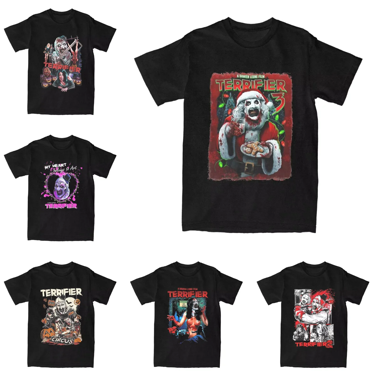 Men Poster Of Terrifier 3 Milk And Carnage T-Shirts Cotton Tops Summer Streetwear T Shirt O-Neck Harajuku Casual Tee Shirt