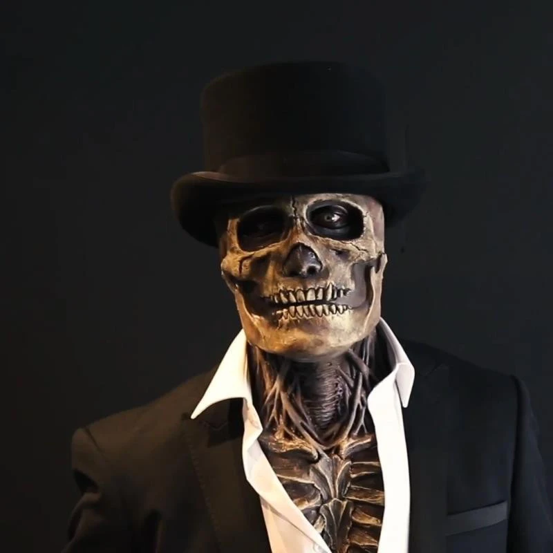 Creepy Brains Skeleton Mask Skull Headgear Cosplay Bloody Zombies Skull Latex Helmet Halloween Carnival Party Costume Props view 4