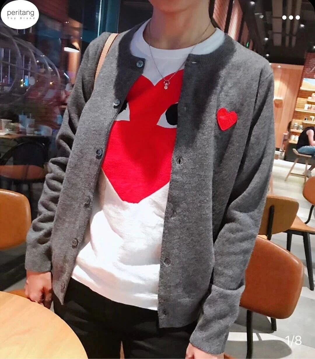 (Have Eye) Japan Brand Men Women Cardigan Heart Eye Embroidered Cotton Single Breasted Long Sleeves Spring Autumn Casual Sweater