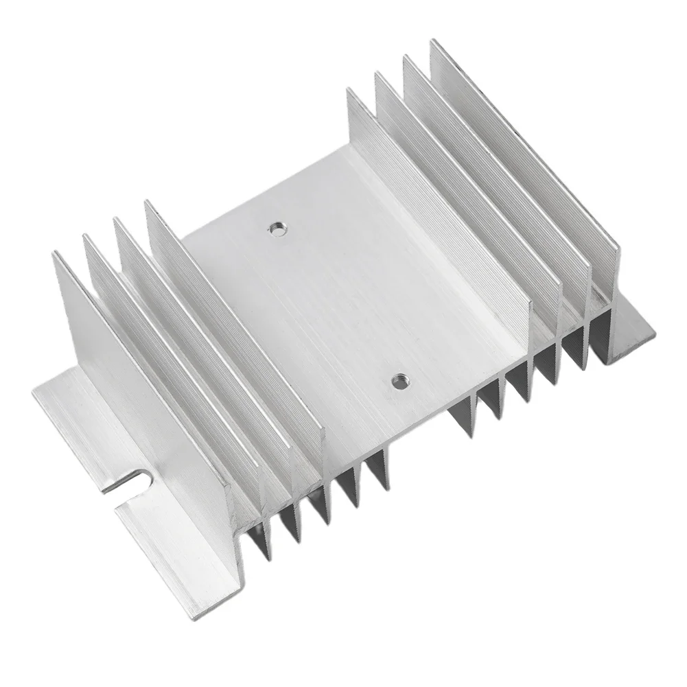 Aluminum Fins Relay Base Solid State Single Phase Sliver/Black 10A-120A Accessories Cooling Base Electric Equipment