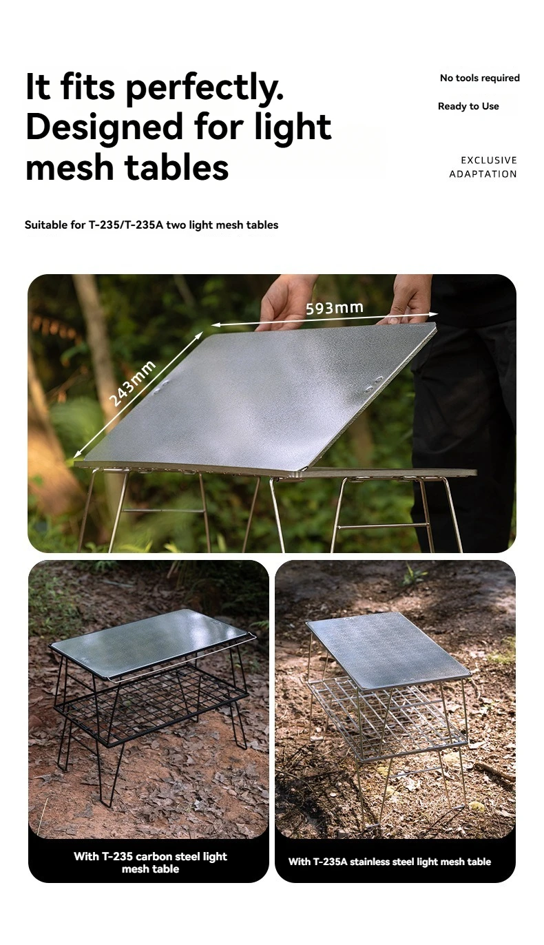 CAMPINGMOON T-2305 IGT Tragbare Spleißen Picknick Edelstahl Hochlager Outdoor Camping Top Platte Klapptisch Bord – Detail 2