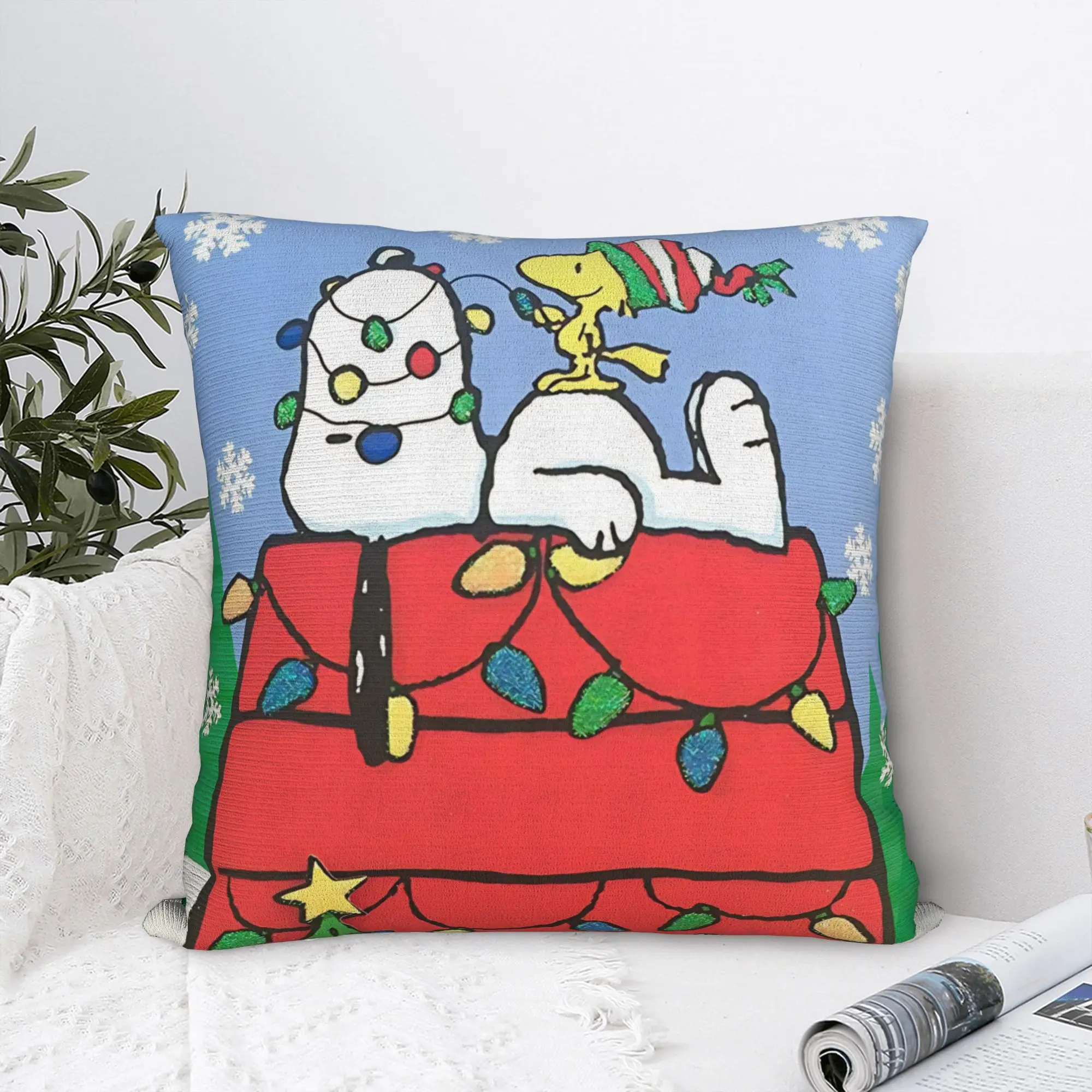 S-Snoopys Xmas Christmas Tree Square Pillow Case  Cushion Covers Awesome Polyester Decor Pillowcase for Sofa 18