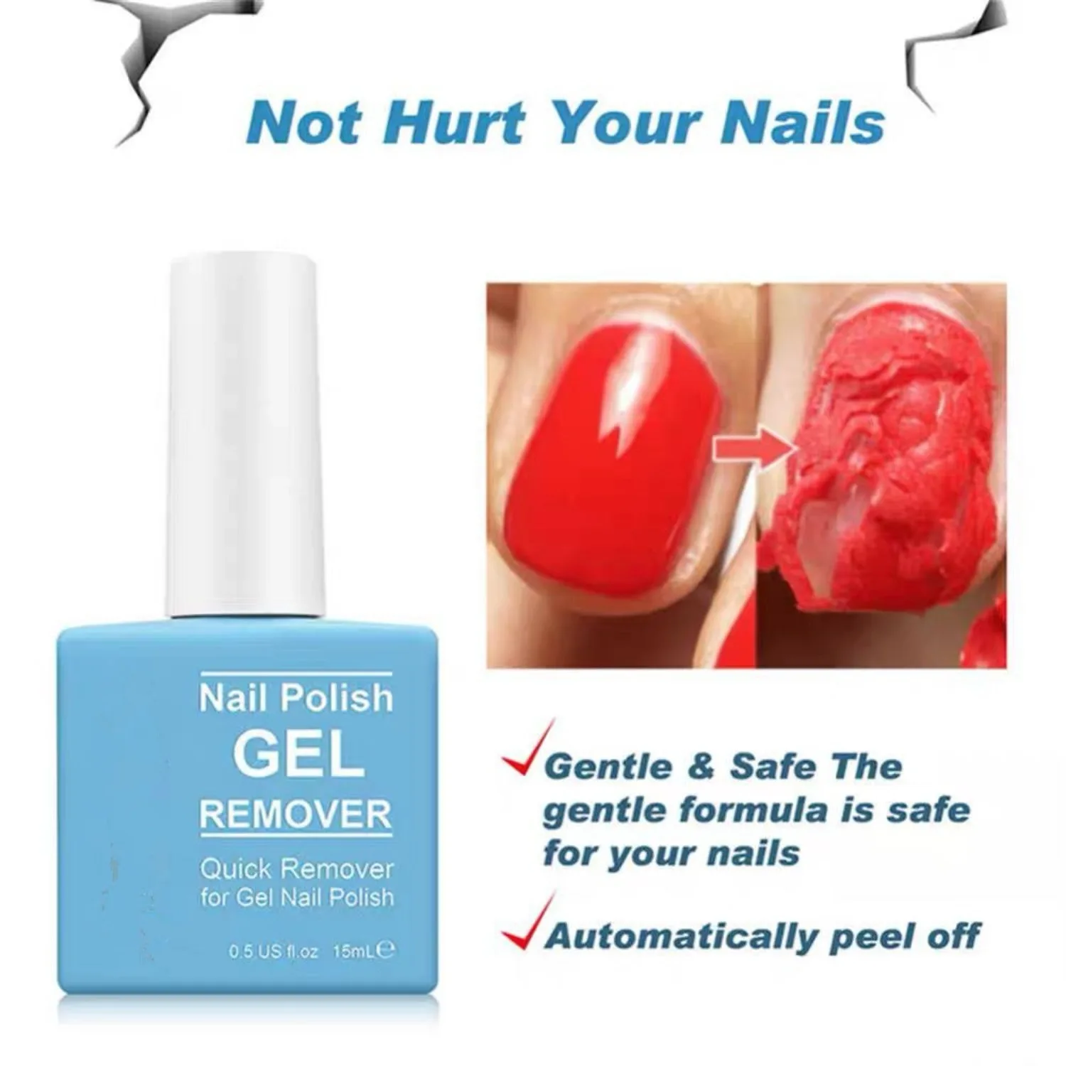 Removedor de esmalte de uñas en Gel mágico rápido, 15ml, limpieza UV, barniz semipermanente, herramientas de eliminación de manicura