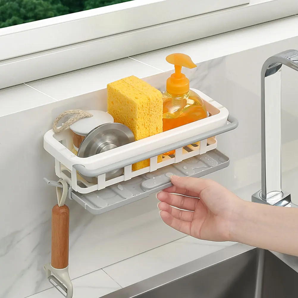 

Multi-functional Kitchen Storage Rack Iron Sponge Holder Soap Dish Cloth Organizer Countertop Rack for Bathroom Sink