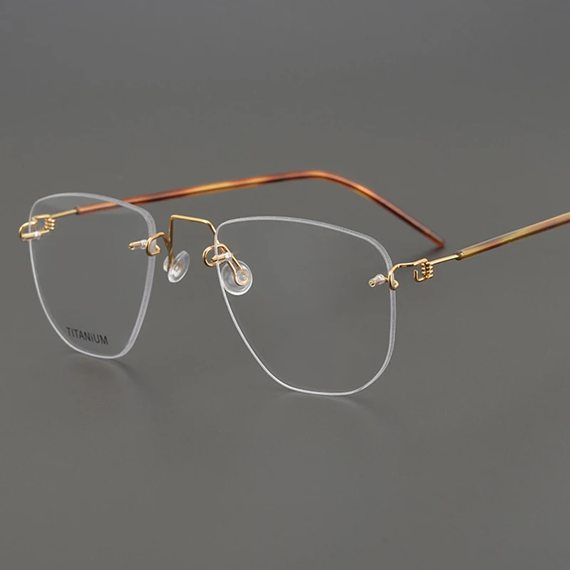 

Handmade Titanium Irregular Rimless Glasses Frame Men Fashion Screwless Eyeglasses Women Denmark Optical Prescription Eyewear